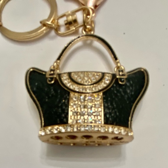 Black Enamel Rhinestone Handbag Charm-Key Chain - Picture 9 of 10